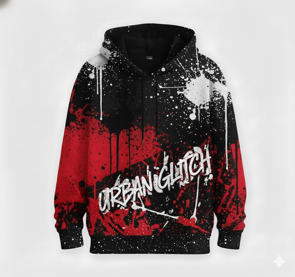 Red-black oversized street fashion hoodie